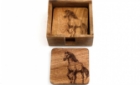 Coasters Wooden HORSE Design 10cm Engraved x4 in Holder