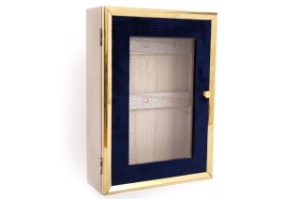 Key Box Deluxe Wood Velvet & Brassed 28x20x8cm 6Hook