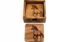 Coasters Wooden HORSE Design 10cm Engraved x4 in Holder