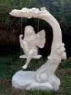 Garden Ornament FAIRY ON SWING WITH TREE WHITE Colour 110cm