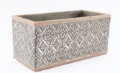 Planter Rect. Rrough Embossed Cement Grey Large