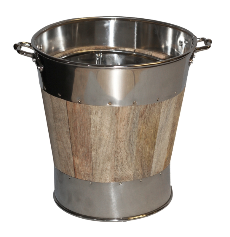 Coal Bucket Wood & SS Taper with Liner Various Sizes