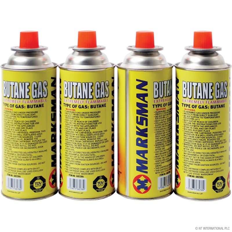 Warrior Gas Cart. Disposable Butane Refill 227Gm/500ml 4pk Warrior