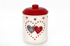 Food Cannister Double Heart Metal 10.5x15cm