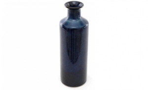 Vase SYNERGY Blue Stoneware Bottle Design 7x23cm