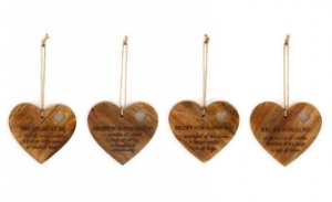 Ornamental Hanging Heart Wooden with Recipe 14cm LOVE