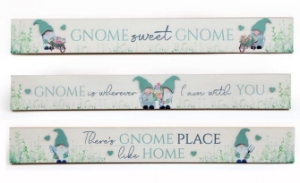 Floral Gnome Design Wall Plaque 80x10cm - Various Motifs