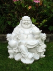 Garden Ornament WEALTHY SITTING BUDDHA WHITE Colour 40cm