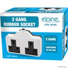 Extension Socket 2gang 13amp Black & White Rubber