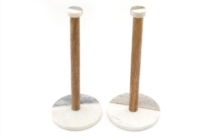 Kitchen Towel Holder 36cm Upright Marble and Wood - Various Colours