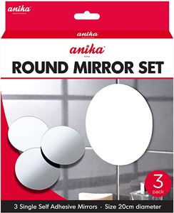Mirror Self Adhesive x3 Round 20cm