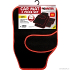 Car Mat Set 4Pce. Black & Red Piping