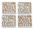 Coasters Place your DRINK here x4 in Tray White