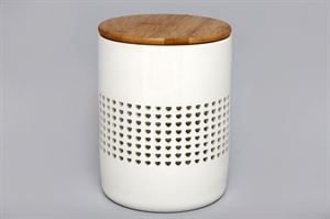 Biscuit Barrel Heart Cut Out Design & Bamboo Lid 17.5cm