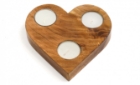 Night Lite Holder 3Pot Mango Wooden Heart Shape