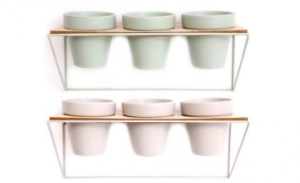 Planter Triple in Wall Mounted Wire Frame - Various Colours
