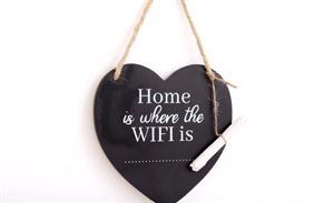 Wall Plaque Chalkboard & Chalk HOME iS WHERE WIFI IS
