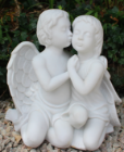 Garden Ornament CHERUBS KISSING LARGE WHITE Colour 25cm