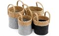 Planter Basket SERENITY Natural Felt & S/Grass D/Gy. - Various Sizes