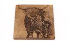 Coasters Wooden COW Design 10cm Engraved x4 in Holder