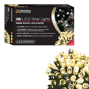 Christmas Lights  300 LED Warm White Timer 3xAA Req.