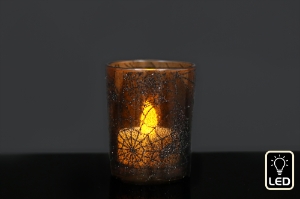 Candle Pot Scary Cobweb Design LED 5.5x6cm CR2032 Inc.