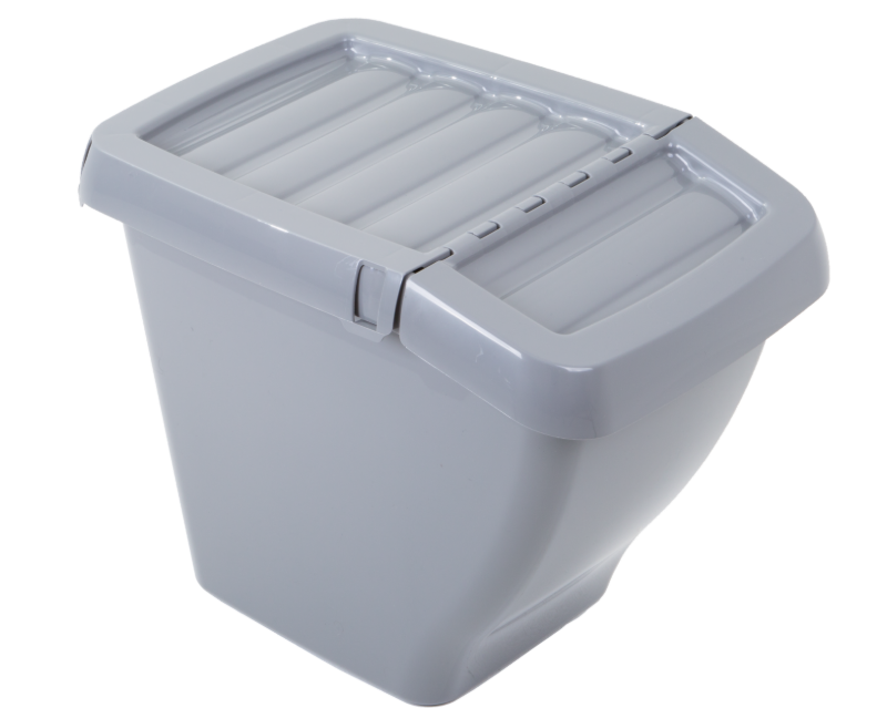Warrior Box Recycling & Hinged Lid 30Ltr. Clear & Grey Warrior