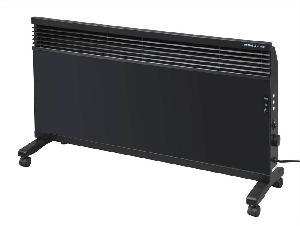 Warrior Heater Convector Panel 1.5Kw Deluxe Black Glass & Steel