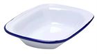 Pie Dish Rect White Enamel Grey Rim  350ml 18x13x4cm