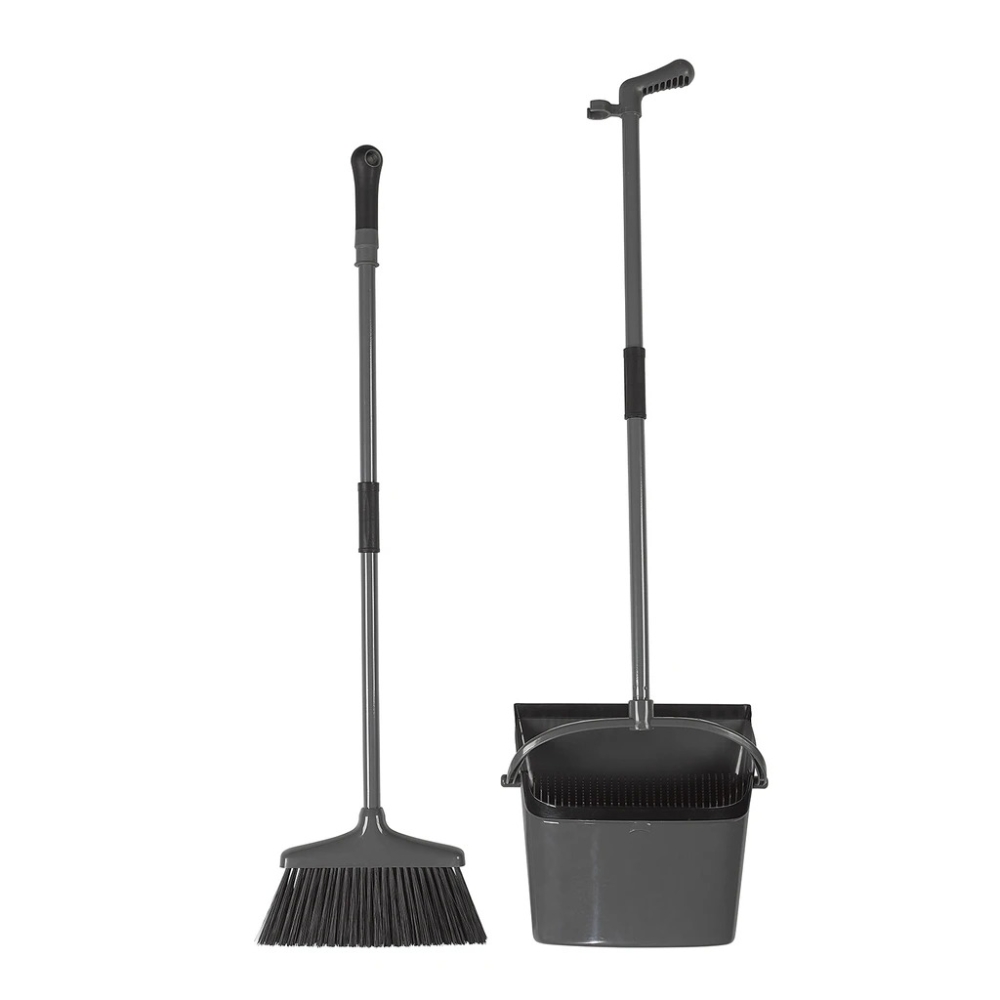 Warrior Dustpan & Brush Set Long Handle Deluxe Heavy Duty & Comb