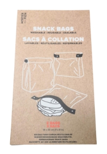 Food Snack Bags Reusable & Washable x3 Ass.
