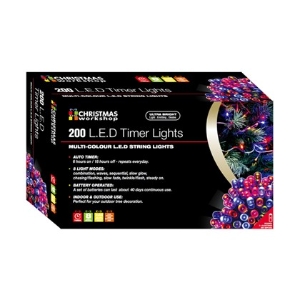 Christmas Lights  200 LED Coloured Timer 3xAA Req.