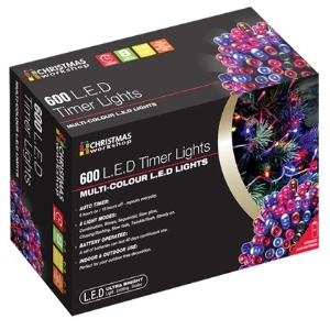 Christmas Lights  600 LED Timer 3xC Req. - Various