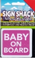 Sign Self As. 80x75mm BABY ON BOARD (Pink)