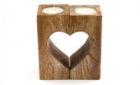 Night Lite Holder 2Pot Mango Wooden Heart Shape