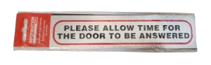 Sign Self Ad. 170x40mm PLEASE ALLOW TIME FOR DOOR ANSWER