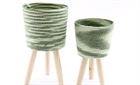 Planter Woven with Wooden Legs x2