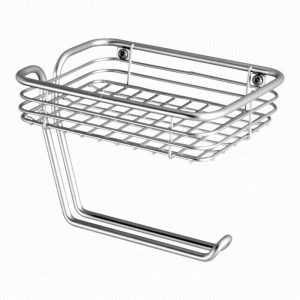 Toilet Roll Holder Chromed Wire & Shelf/Phone Holder  D