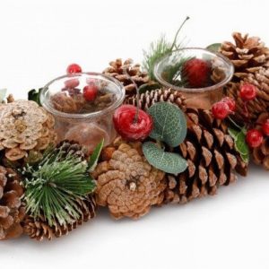 Christmas Nite Lite Holder Cone & Eucalyptus 32cm