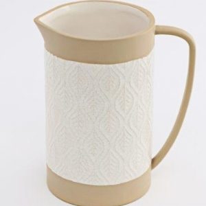 Watering Jug Ceramic 20x18.5cm DAISY Print Beige & White