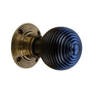 Handle Mortice & Rim Ebony & A.Br Beehive Pattern  D