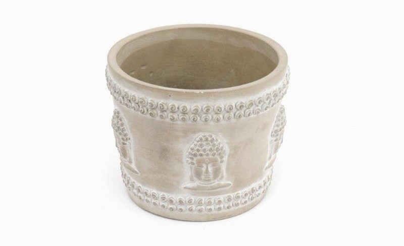 Planter Buddha Design Grey Cement 16cm