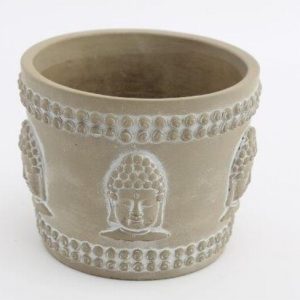 Planter Buddha Design Grey Cement 14cm