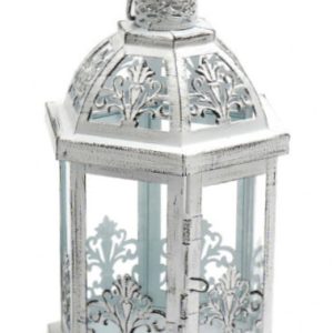 Lantern Glass & Metal for Candles Tile White Med. 24.5cm