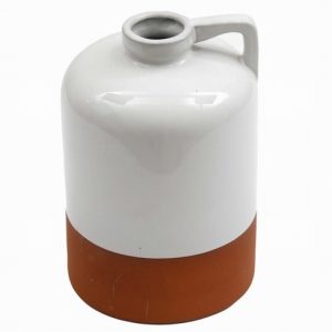 Vase Terracotta Demijohn 23x12cm Natural & Tile White
