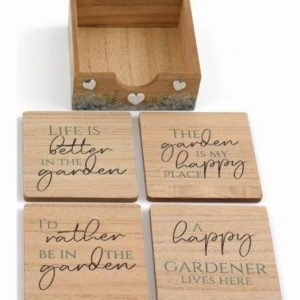 Coasters Flower Shop Printed x4 in Tray Brown