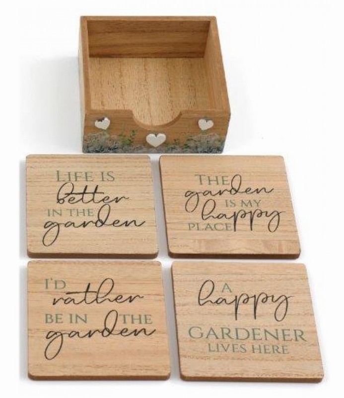 Coasters Flower Shop Printed x4 in Tray Brown