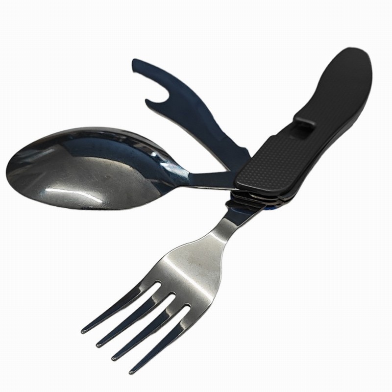 Cutlery Set WARRIOR Camping Folding Black