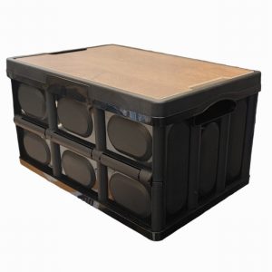 Crate Fold Flat & Wooden Lid 28Ltr. Black