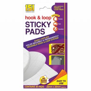 Sticky Hook & Loop Pads 22x22mm x36